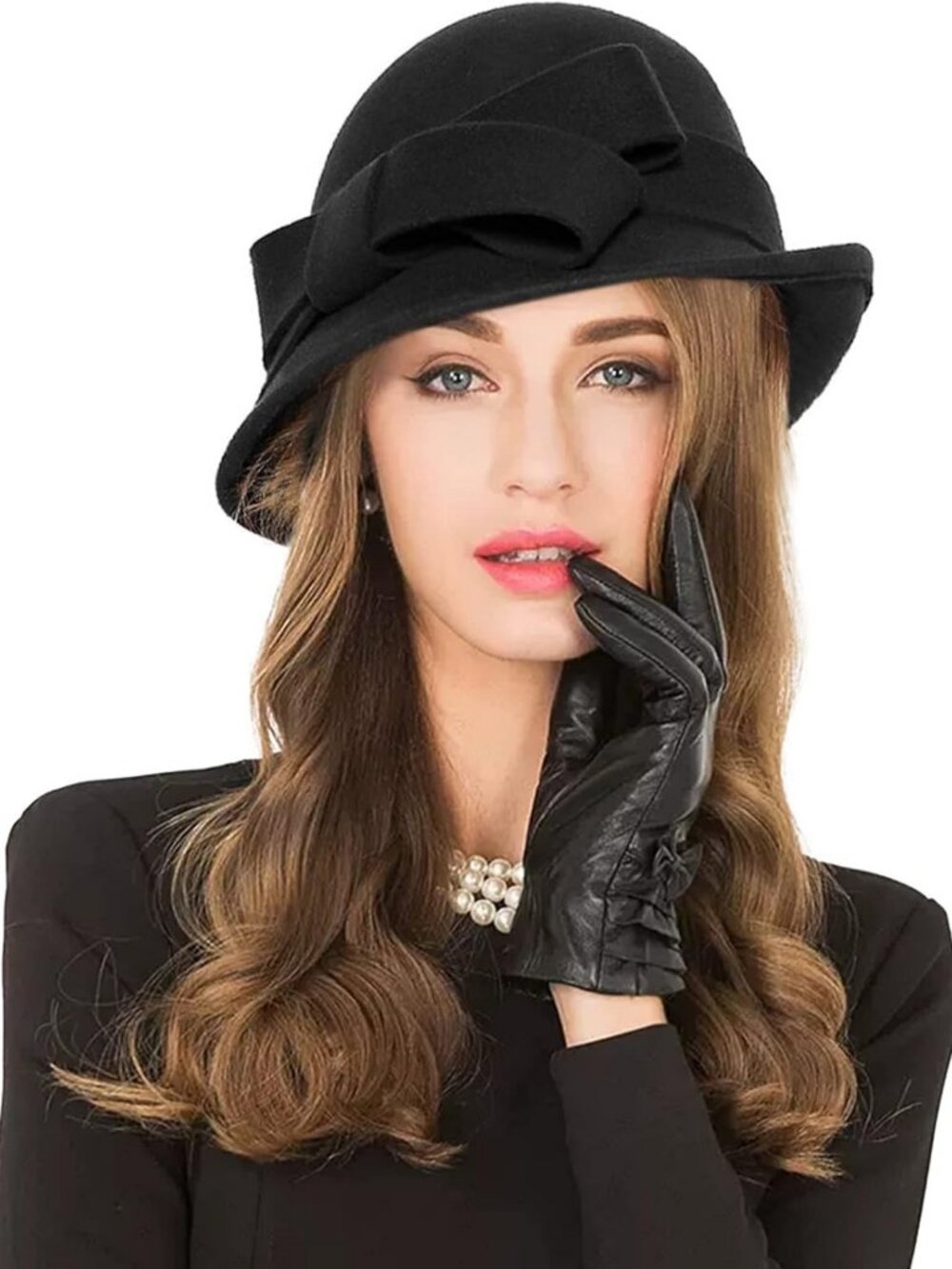 Elegant Vintage 1920s Wool Felt Cloche Bucket Hat with Bow for Weddings & Events